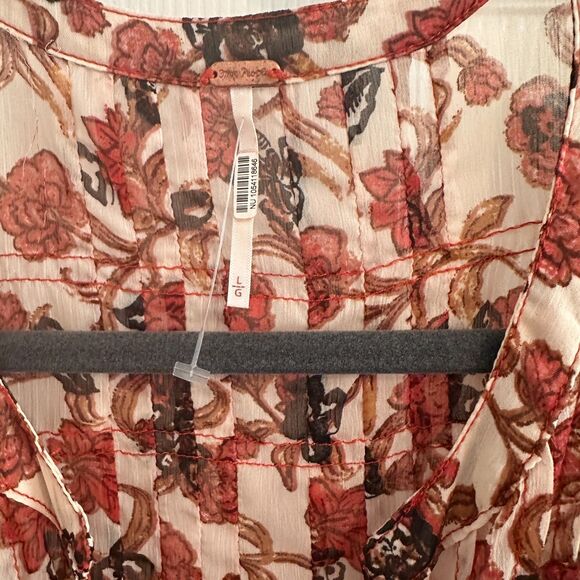Free People See‎ It Through Floral Maxi Dress Size L Tea Combo $168 EUC - Picture 6 of 9